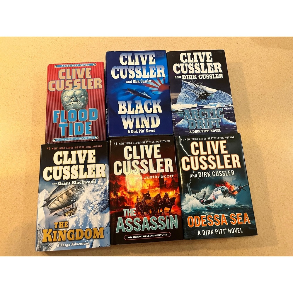 Clive Cussler Hardcover Book Lot 6 Dirk Pitt Fargo Isaac Bell Adventure Thriller